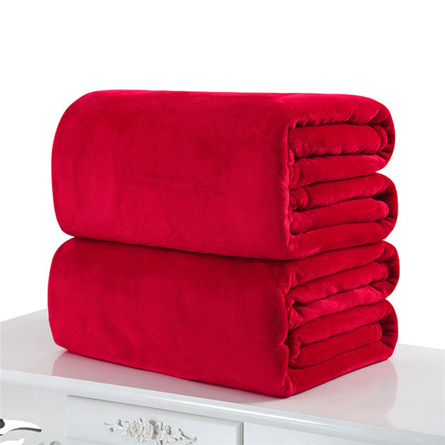 Solid Color Flannel Blanket Air/Sofa/Bedding